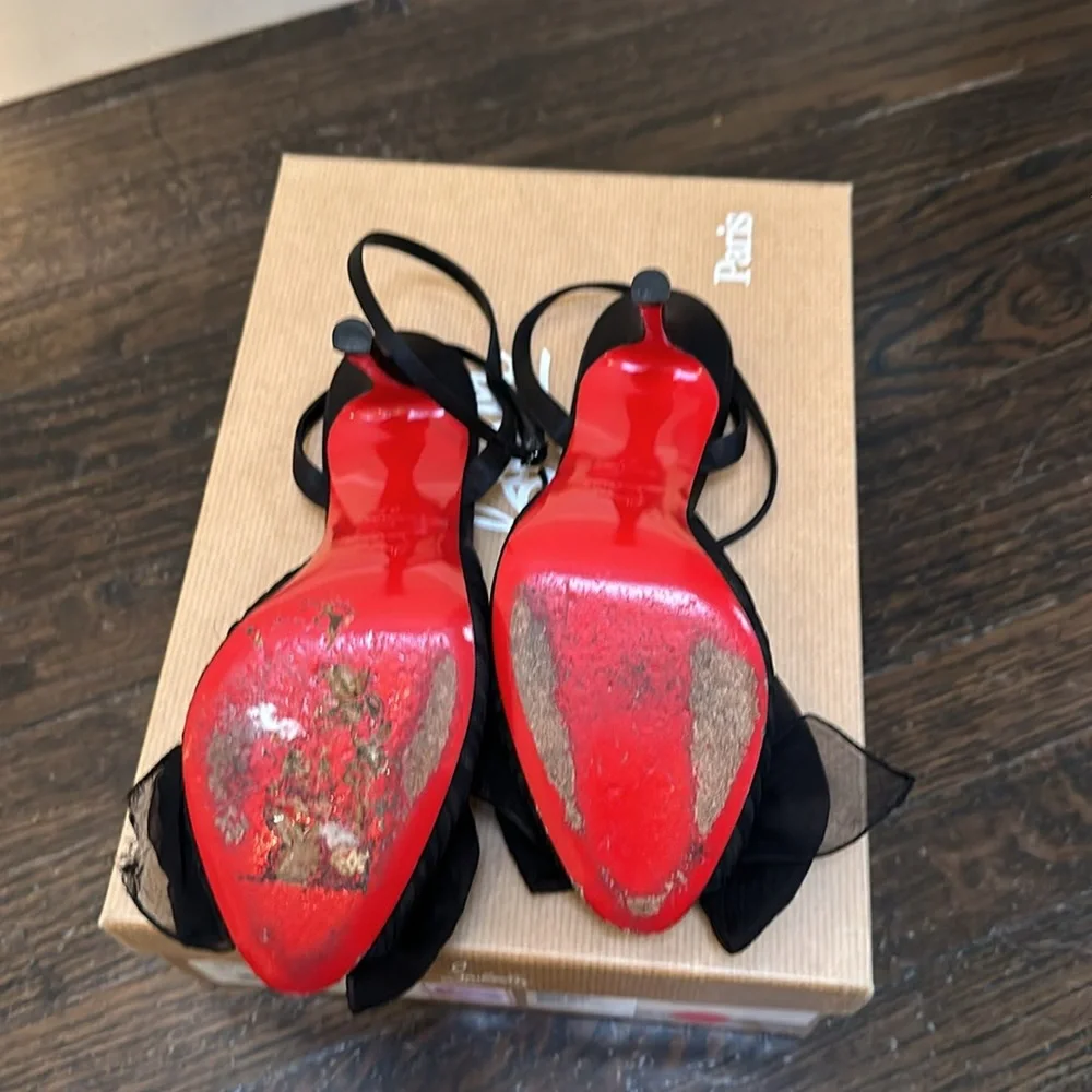 Christian Louboutin black satin heels - Picture 9 of 11